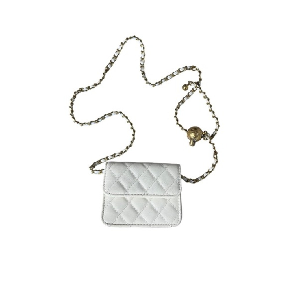 Quilted Mini Crossbody Bag Womens Small White Adjustable Chain